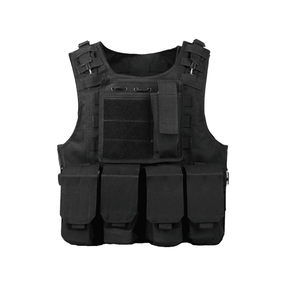 BuyWeek Men's Military Vest Lightweight Adjustable Outdoor Training Vest Multi Function Outdoor Equipment for Fishing Traveling Black