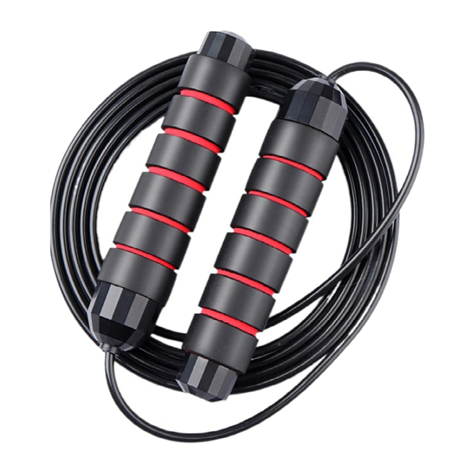 Adjustable Jump Rope Steel Wire Skipping Rope Fast Burning Workout Speed Training Jumping Rope for Students Adults Black Red