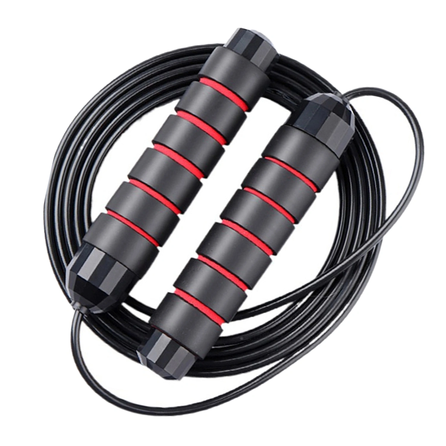 Adjustable Jump Rope Steel Wire Skipping Rope Fast Burning Workout Speed Training Jumping Rope for Students Adults Black Red