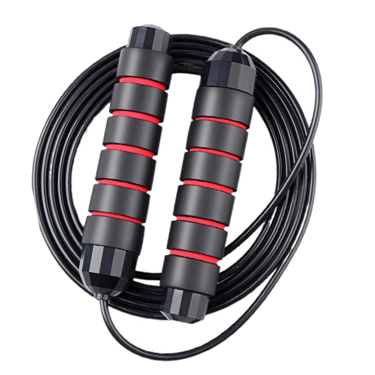 Adjustable Jump Rope Steel Wire Skipping Rope Fast Burning Workout Speed Training Jumping Rope for Students Adults Black Red