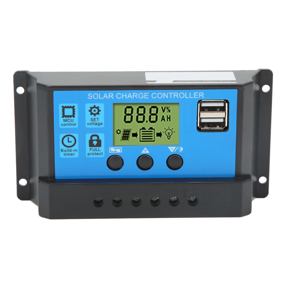 12V 24V Solar Charge Controller USB PWM Photovoltaic Solar Panel Charge Regulator with LCD Display 30A