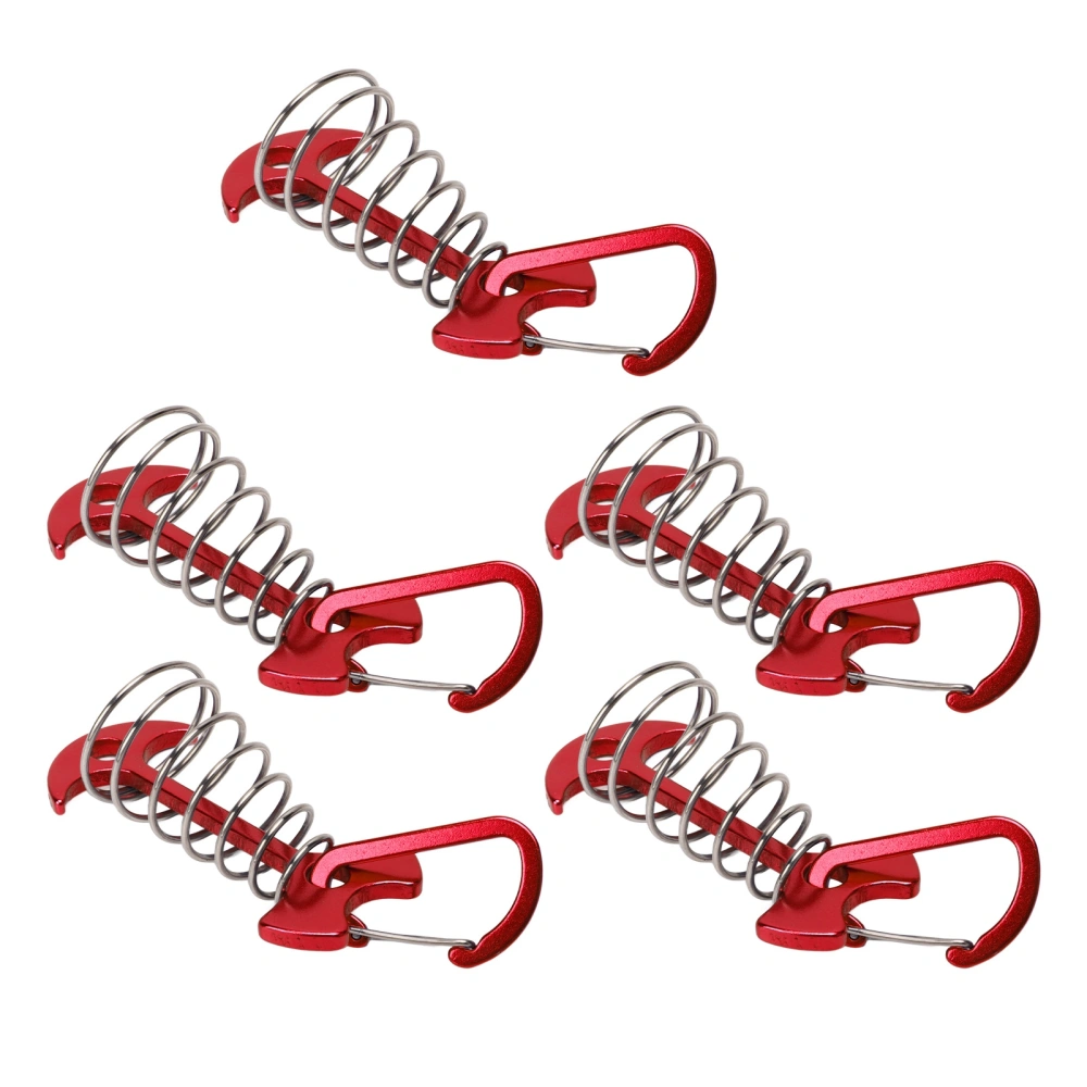 5pcs Fishbone Tent Nails Large Deck Boards Camping Tent Fixing Stakes with Spring Buckle Adjustable Wind Rope Anchor Red