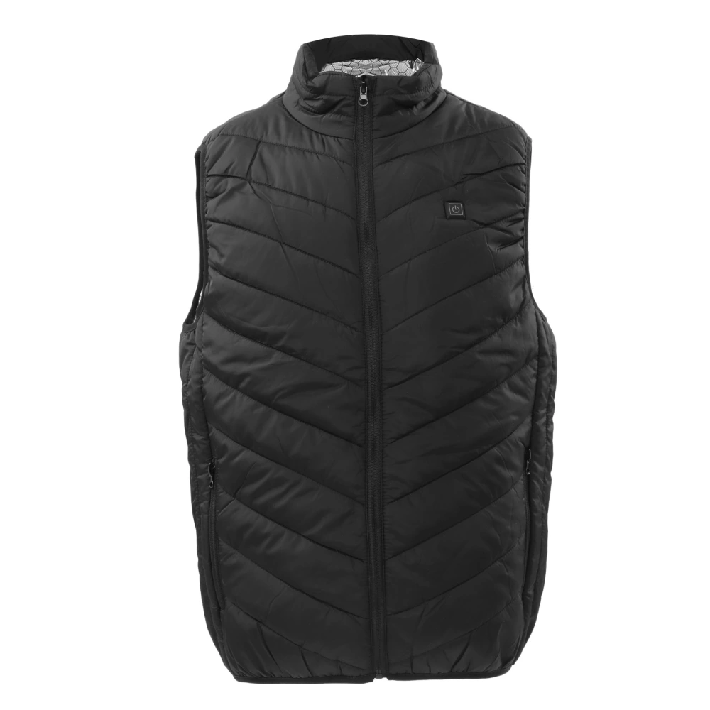 Heated Vest Single Control 9 Zone Intelligent Thickening Warm Electric Heated Jacket for Winter Black 2XL