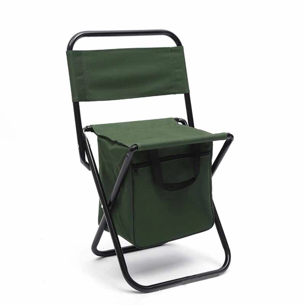 Folding Chair Outdoor Camping Portable Folding Back Chair Fishing Leisure Chair with Bag Green