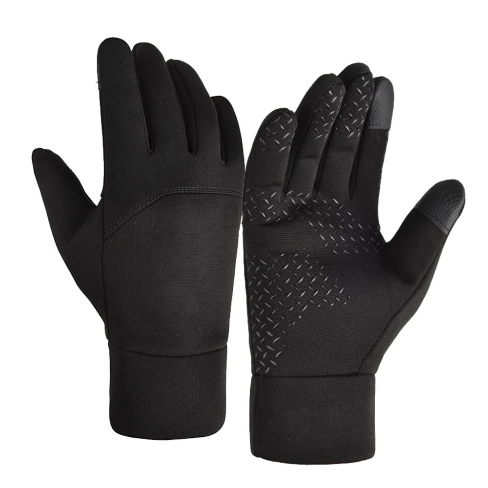 BuyWeek Winter Men Gloves Touch Screen Windproof Waterproof Brushed Gloves For Outdoor Sports Activities Skiing Black XL