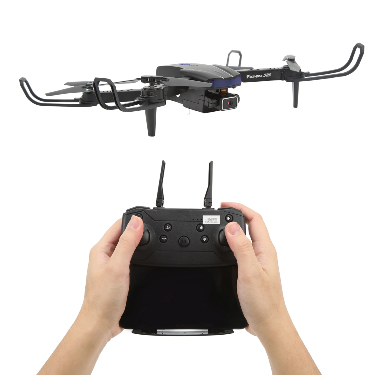 BuyWeek S85 RC Drone 3 Side Obstacle Avoidance Folding 4 Axle Aircraft 4K HD Aerial Drone with Dual Cameras for Kids Above 14 Dual Battery