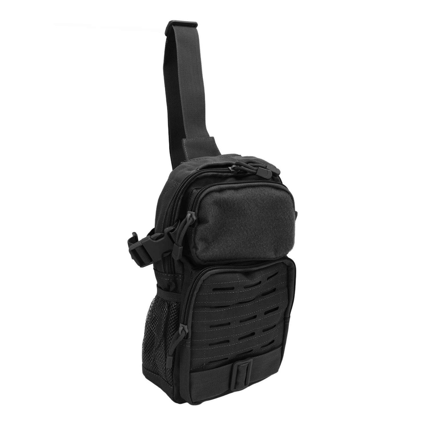 Outdoor Chest Sling Bag Multifunction Waterproof Nylon High Capacity Military Sport Bag Pack for Camping Traveling Black