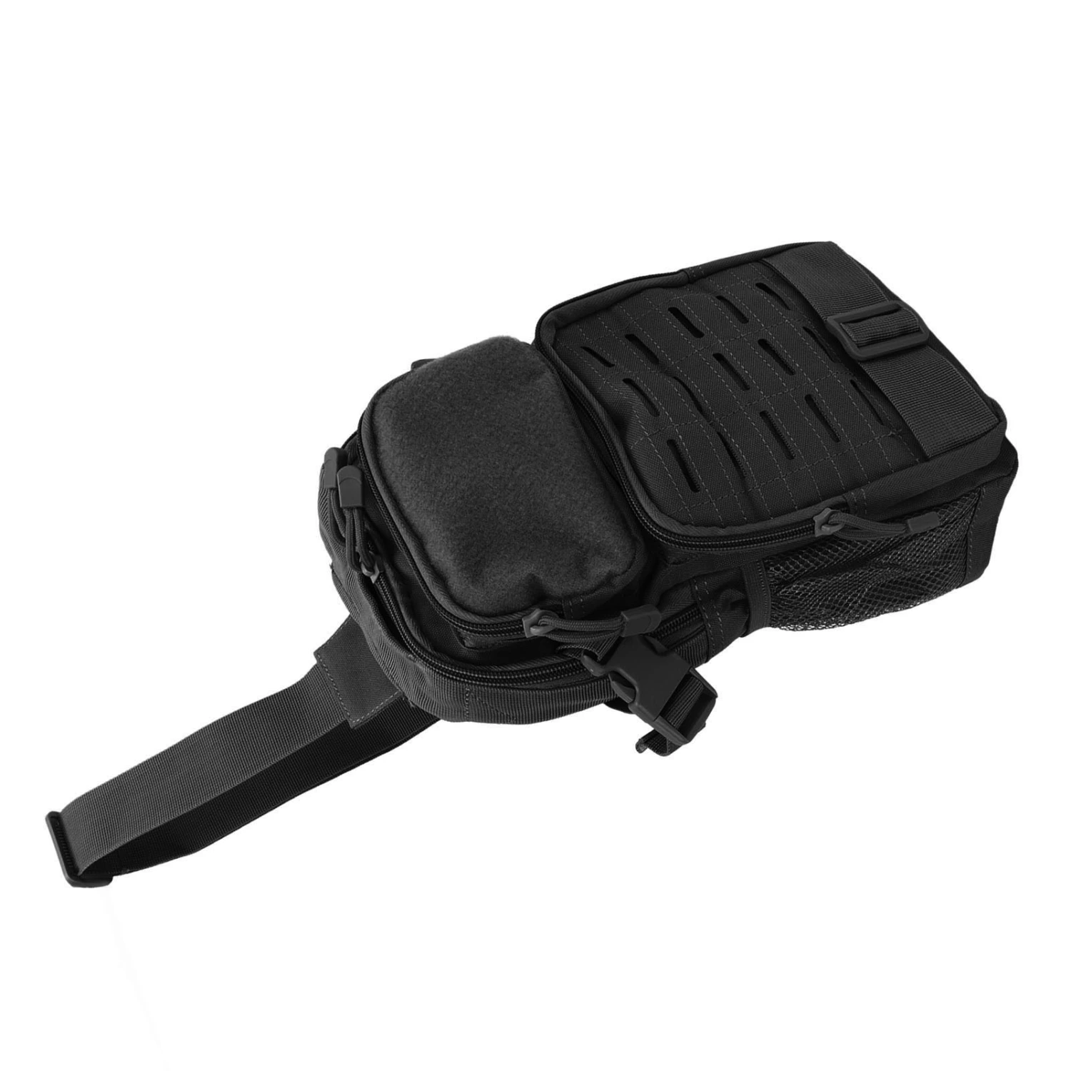 Outdoor Chest Sling Bag Multifunction Waterproof Nylon High Capacity Military Sport Bag Pack for Camping Traveling Black