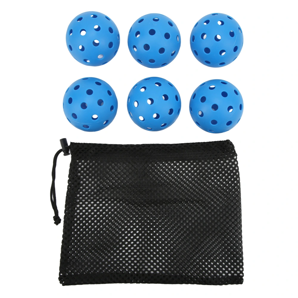 6 PCS Pickleball Balls Plastic Hollow Ball Set Outdoor Sports Training Practicing Pickleballs 40 Holes