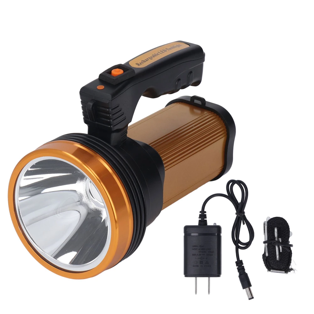 Portable Handheld Spotlight Rechargeable Powerful LED Lantern for Outdoor Camping Power Outages US Plug 100V‑240V Gold