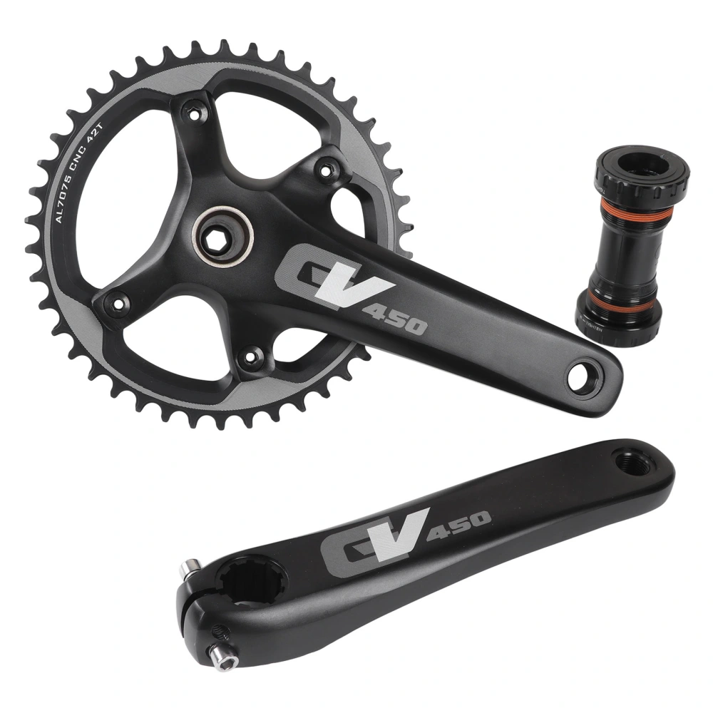 42T Bicycle Crank Set Hollow Integrated 172.5mm Bicycle Chainring Crankset for Road Bikes Upgrade Black