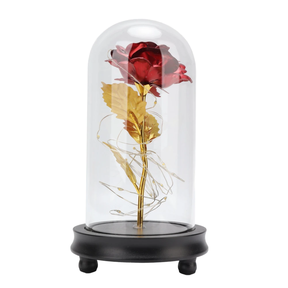 Rose Ornament Artificial Rose Flower in A Glass Dome with LED Light Eternal Flower Gift for Mother Girlfriend