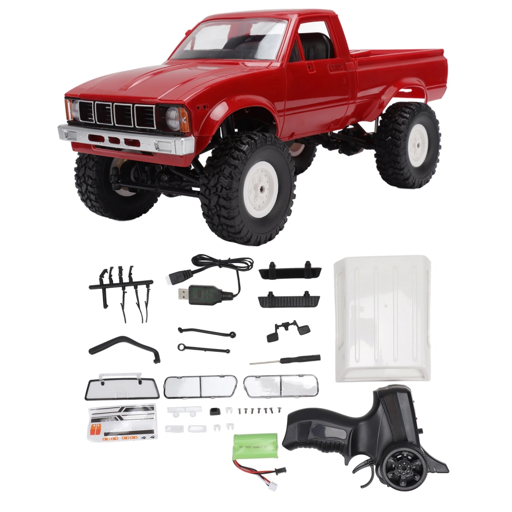 RC Pickup Truck Four Wheel Drive 2.4GHZ 500mAh Battery Anti Skid Tires RC Climbing Car for Over 8 Red