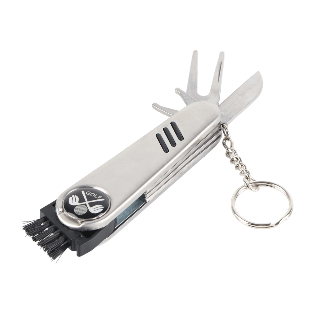 Multifunction Golf Green Tool Folding Stainless Steel Silver Golf Divot Repair Tool for Outdoor