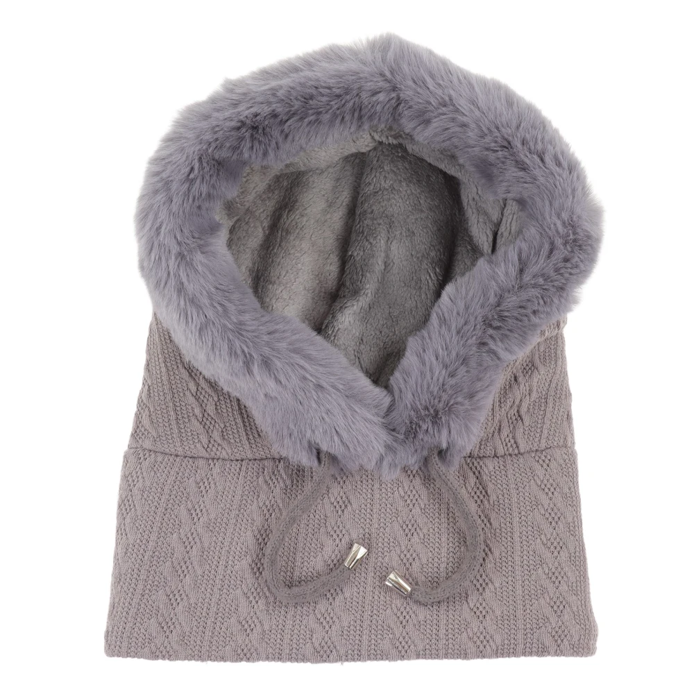 Women Winter Hat Thermal Integrated Hat Mask Scarf Cold Proof Outdoor Riding Headgear Grey