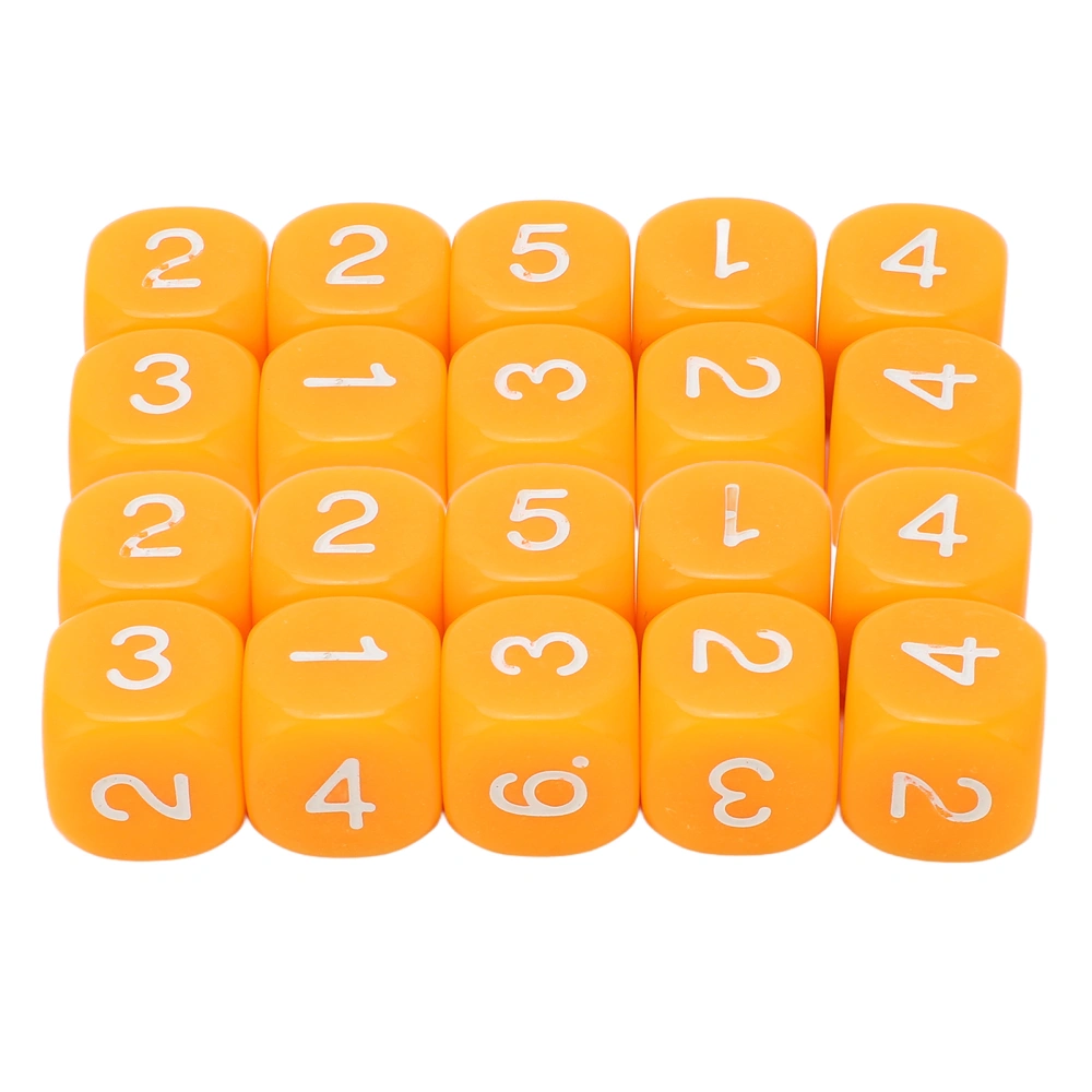 BuyWeek 20PCS 6 Sides Number Dice Round Corner Design Plastic Dice Set Board Game Teaching Tools Orange