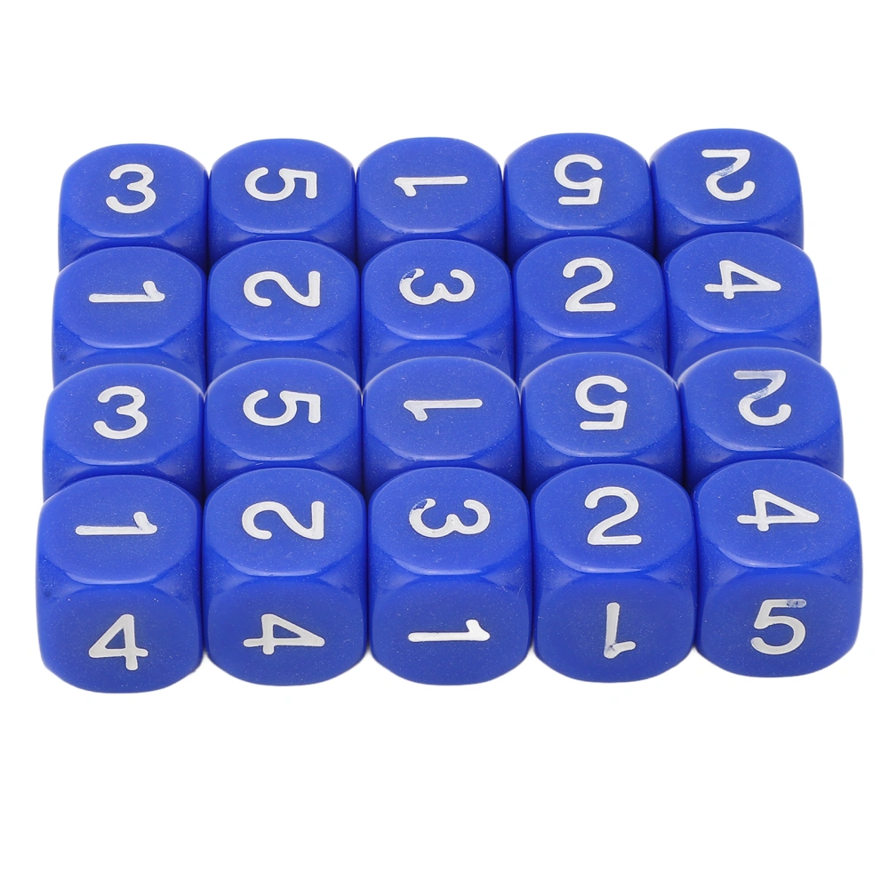 BuyWeek 20PCS 6 Sides Number Dice Round Corner Design Plastic Dice Set Board Game Teaching Tools Blue