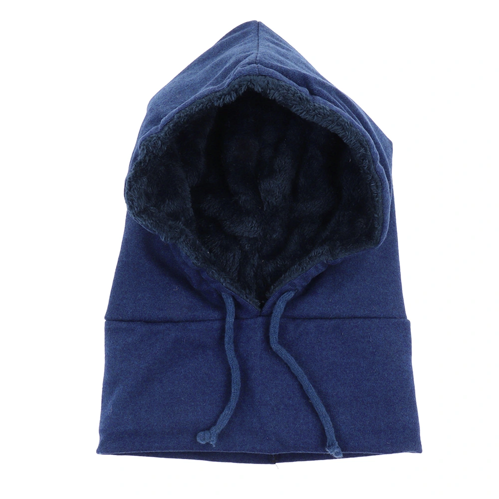 Winter Cycling Hooded Hat Cold Proof Drawstring Hat Outdoor Wrapping Head Face Covering Bib Hat Navy Blue