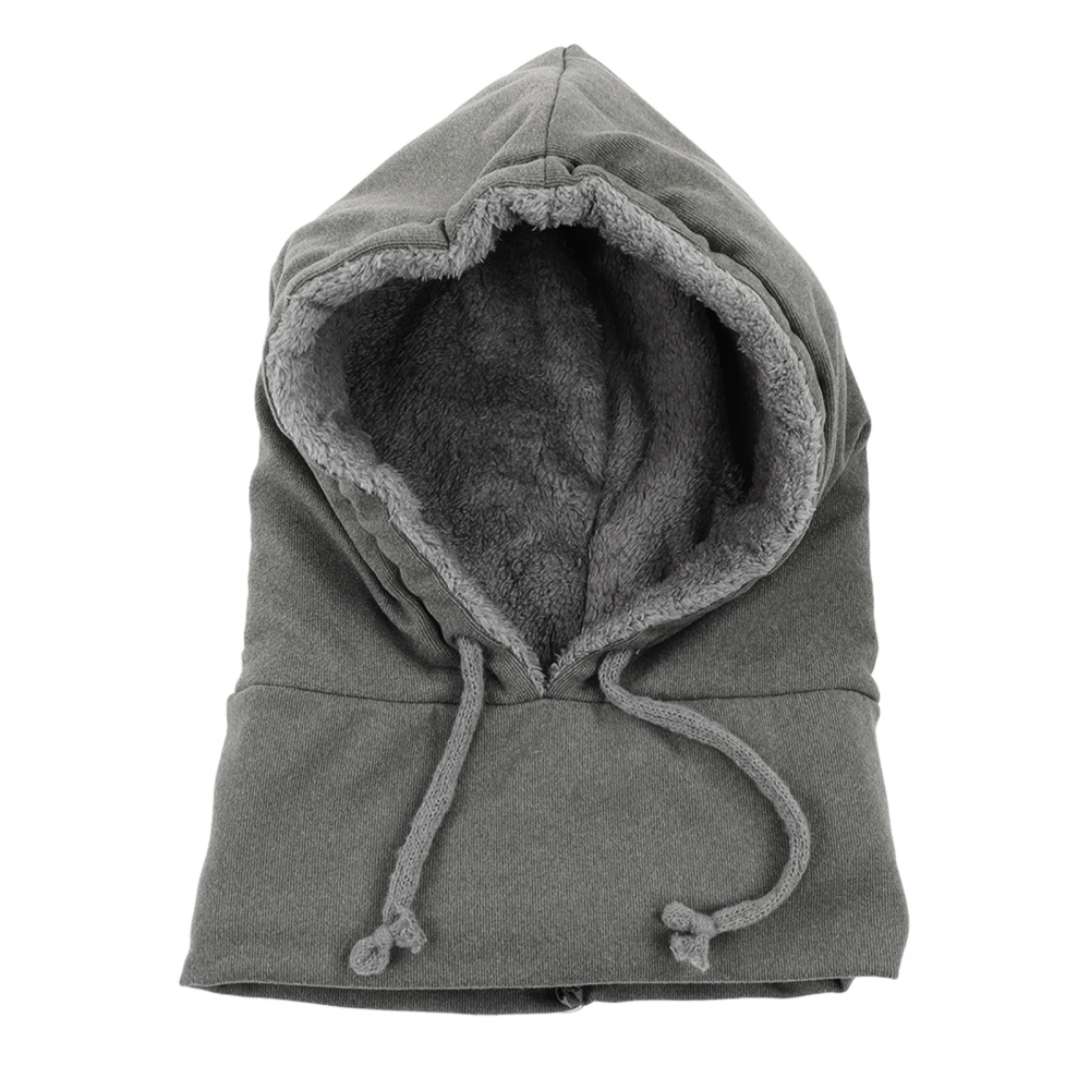 BuyWeek Winter Cycling Hooded Hat Cold Proof Drawstring Hat Outdoor Wrapping Head Face Covering Bib Hat Dark Gray