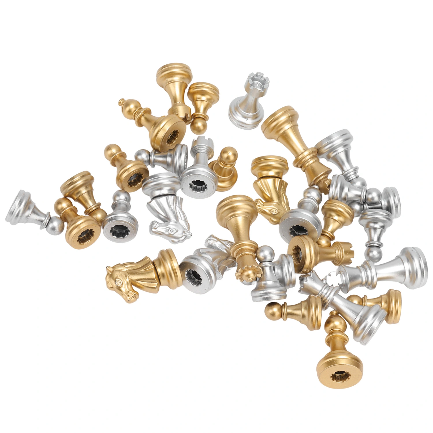 International Chess Set Electroplating Hot Stamping Gold Silver Portable Chess Set with Plastic Film Chess Board