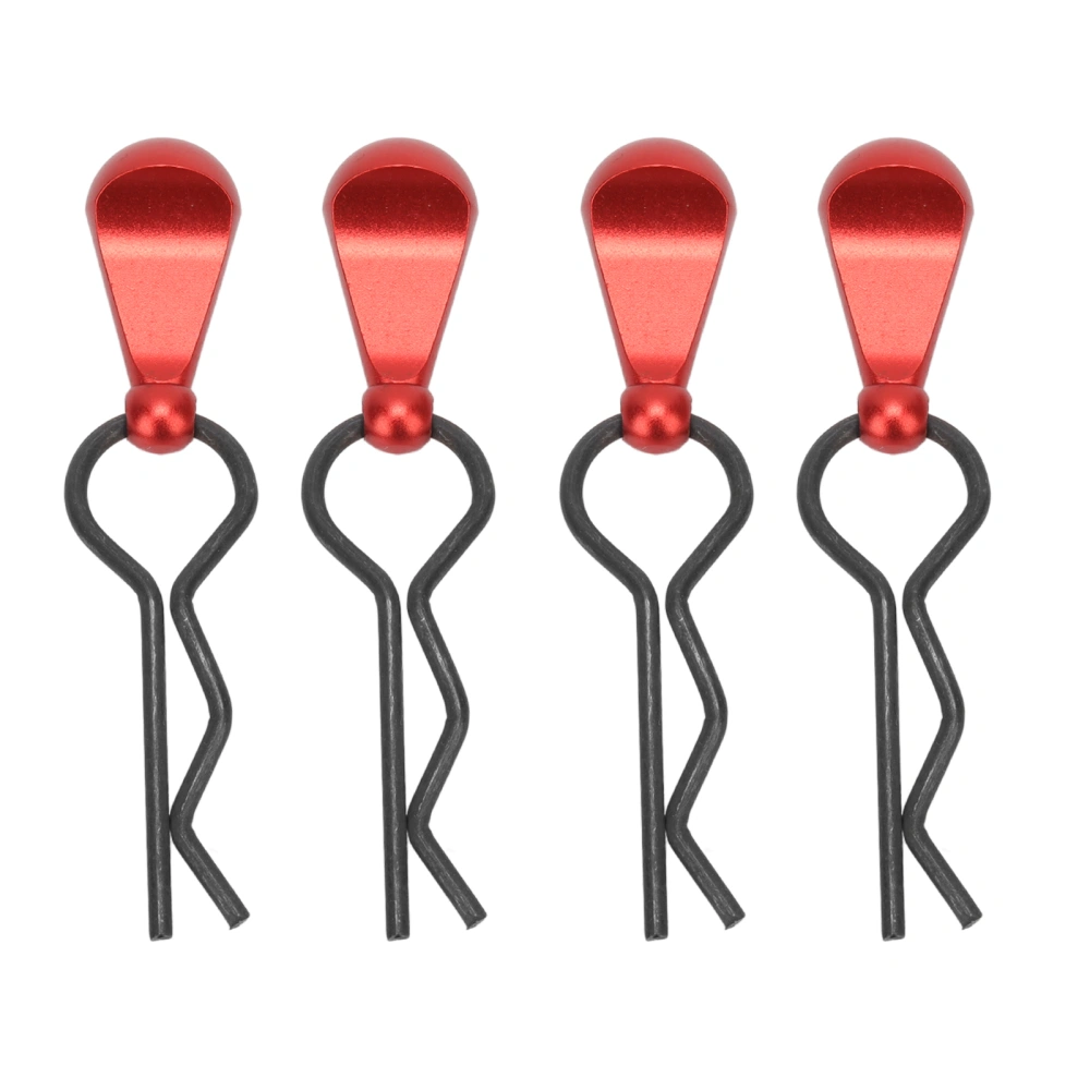 4Pcs RC Body Clip Pin Stainless Steel R Shape RC Car Body Clip with Aluminum Alloy Handle for 1/8 1/10 RC Cars Red