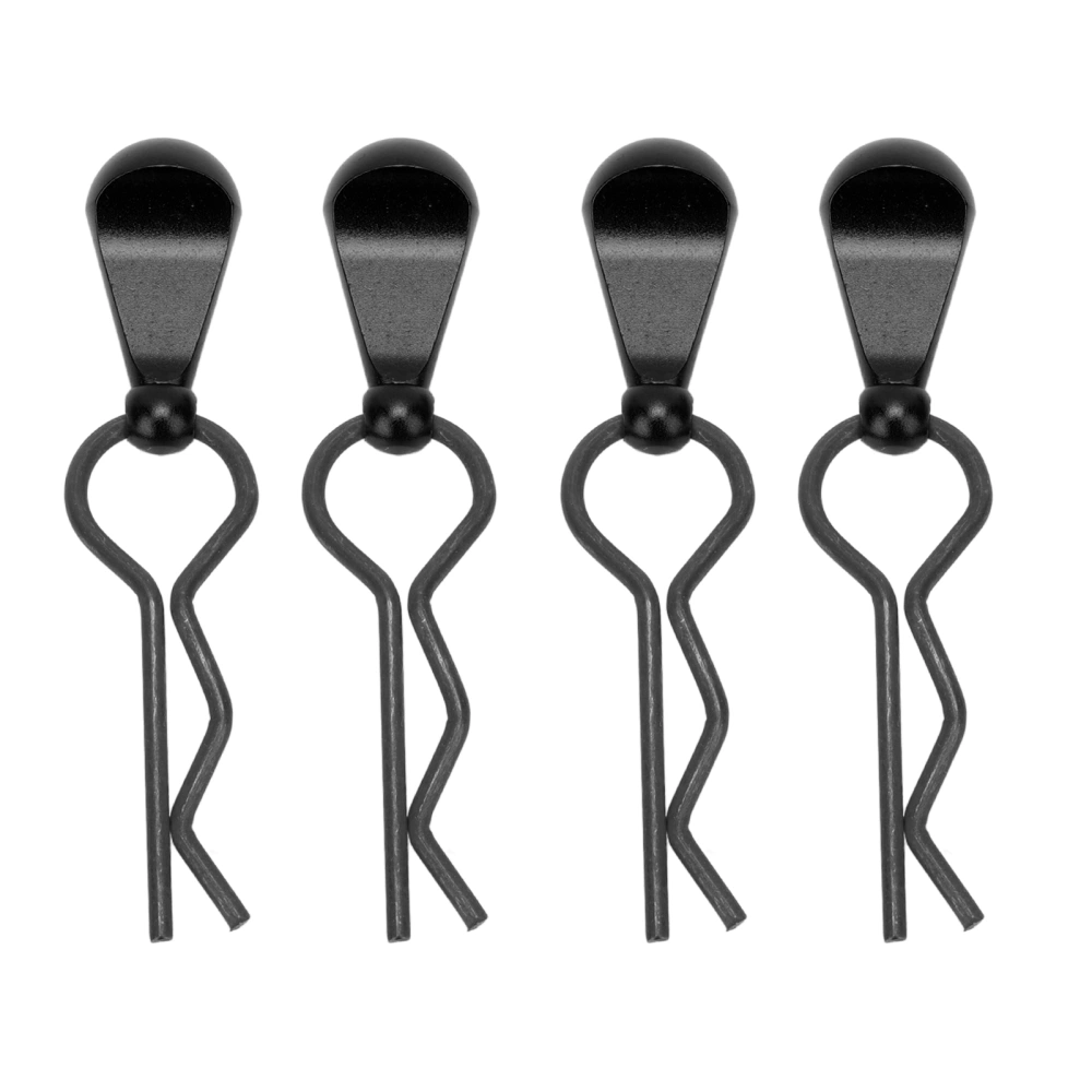 BuyWeek 4Pcs RC Body Clip Pin Stainless Steel R Shape RC Car Body Clip with Aluminum Alloy Handle for 1/8 1/10 RC Cars Black