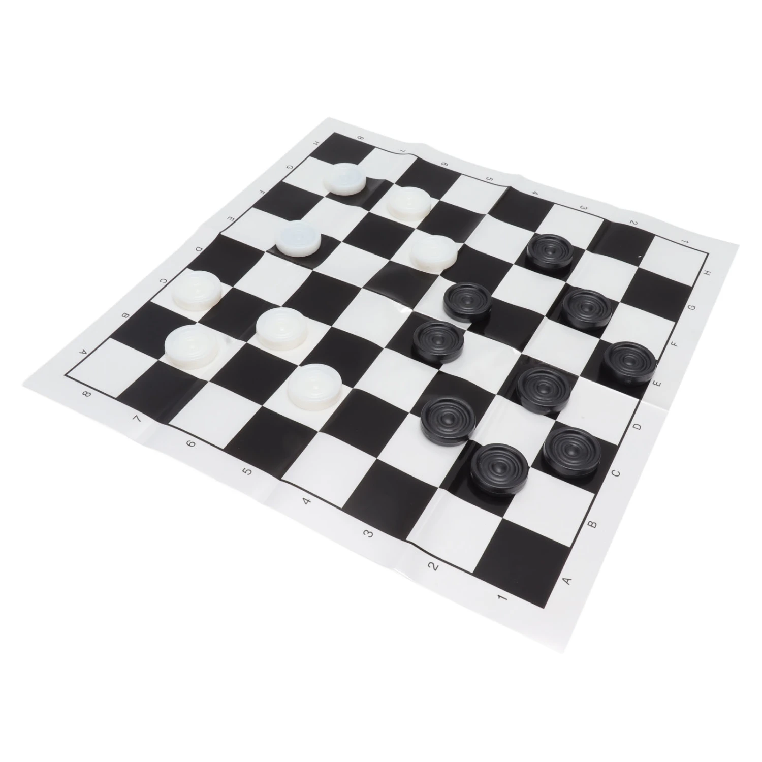 Checkers Set Stackable Black White Plastic Pieces Draughts Board Game with Transparent Box for 3 Years Old Above