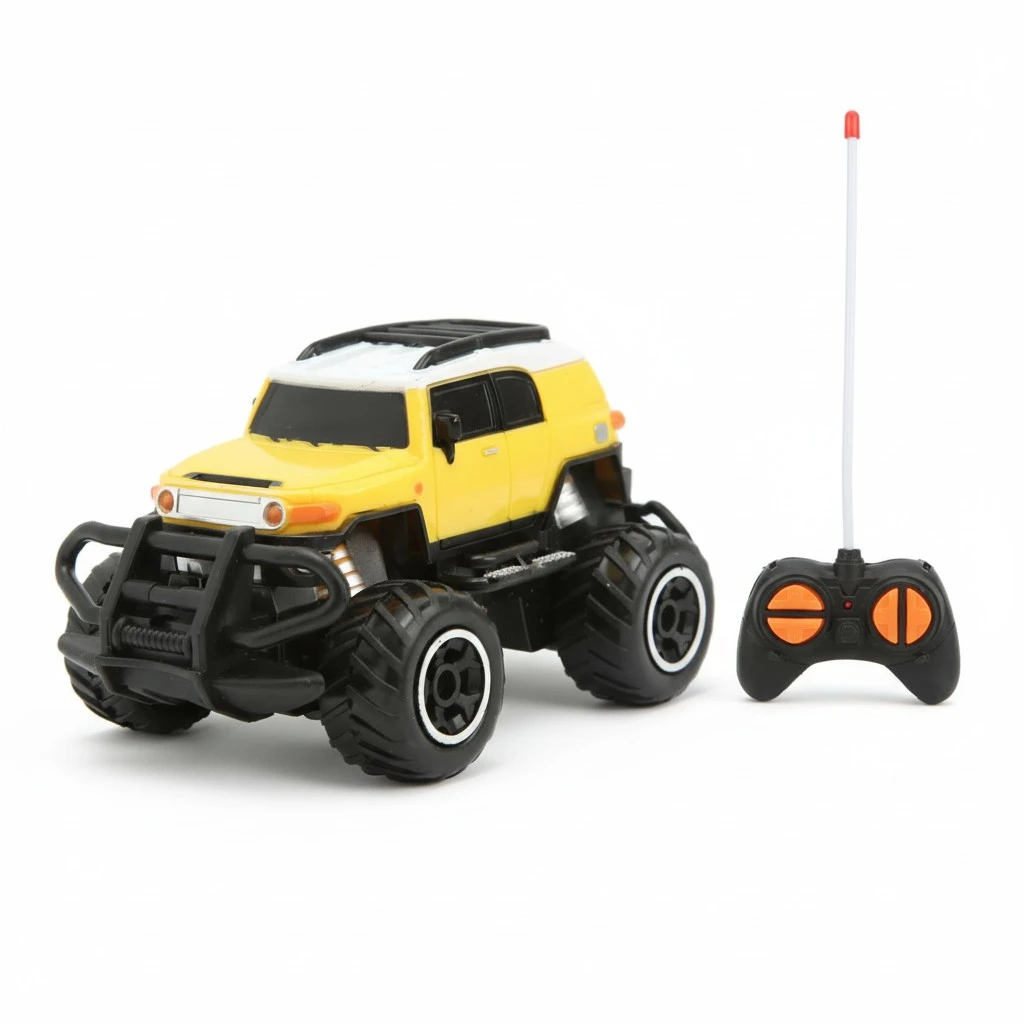 BuyWeek 1/43 Scale RC Car 4 Channel Burr Free Plastic Metal Electric Remote Control RC Car Toy for Kids Above Aged 3 Yellow