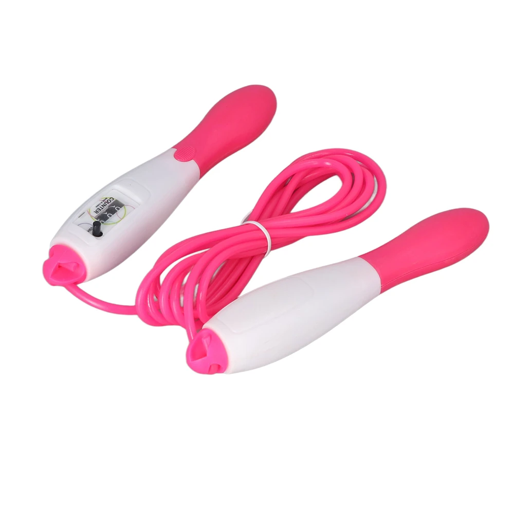 BuyWeek Skipping Rope PVC Cord Plastic Adjustable Fitness Counting Jump Rope for Adult Workout Student Sports Test Pink