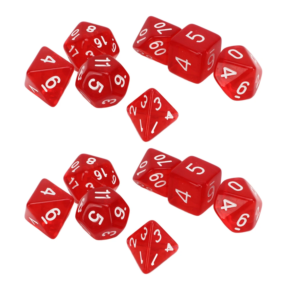 BuyWeek 14Pcs Polyhedral Dice Set Waterproof Portable Funny Table Game Polyhedral Dice for Board Games Educational Red