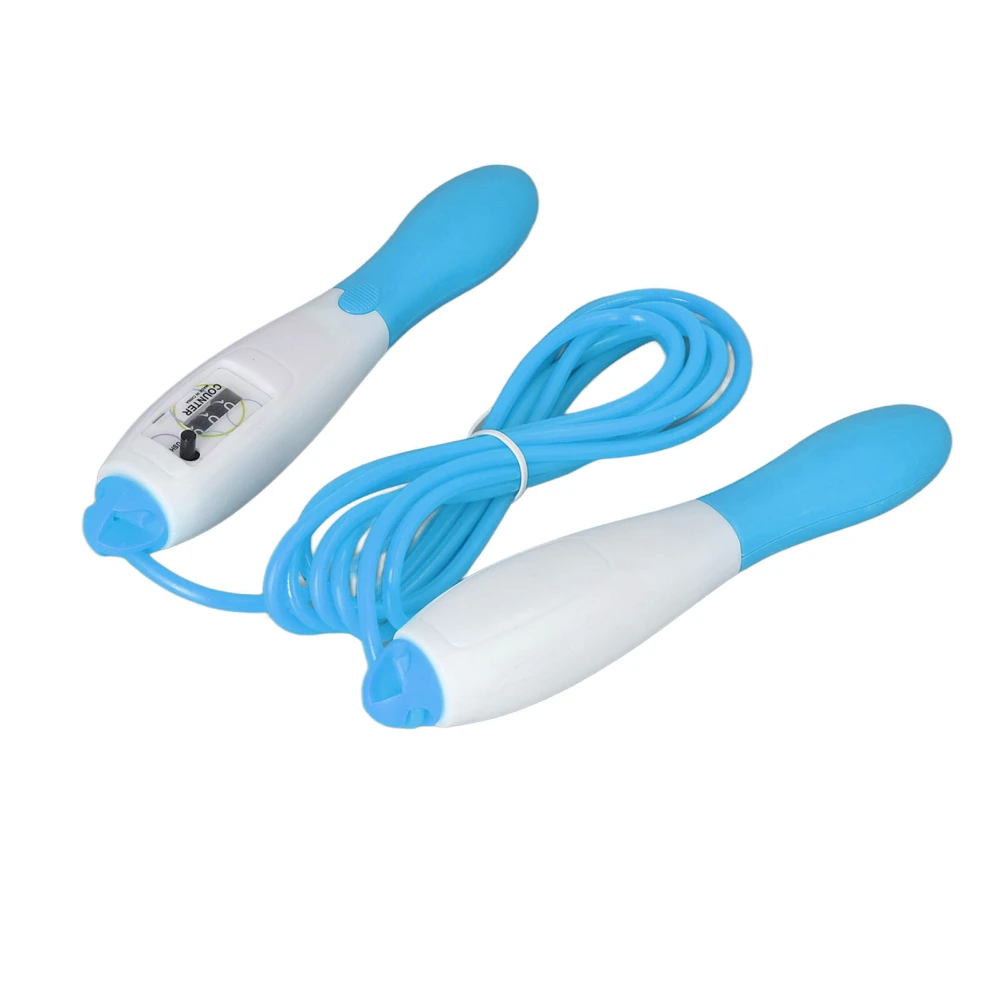 Skipping Rope PVC Cord Plastic Adjustable Fitness Counting Jump Rope for Adult Workout Student Sports Test Blue