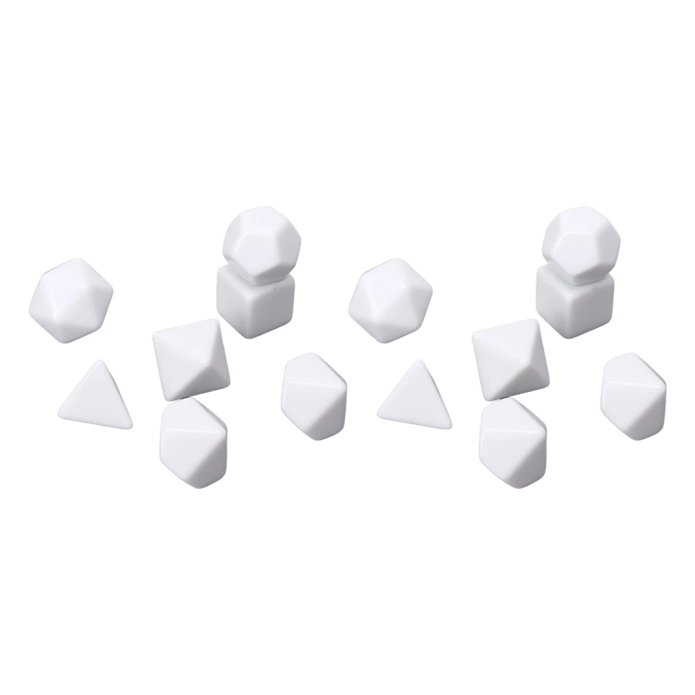 BuyWeek 14pcs Blank Dice DIY Board Multi Shape Polyhedral Puzzle Blank Dice Set for Board Game Number Teaching