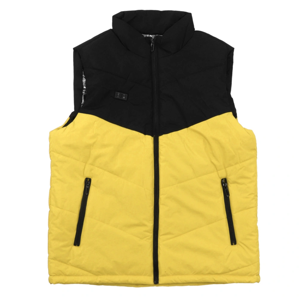 11 Places Heated Vest USB Dual Control Color Blocking Electric Heating Coat Heated Jacket for Men Women Black Yellow XXXXL