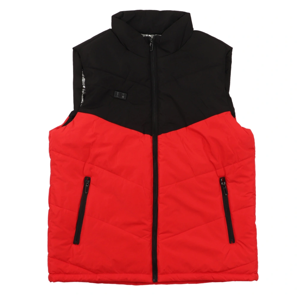 11 Places Heated Vest USB Dual Control Color Blocking Electric Heating Coat Heated Jacket for Men Women Black Red XL