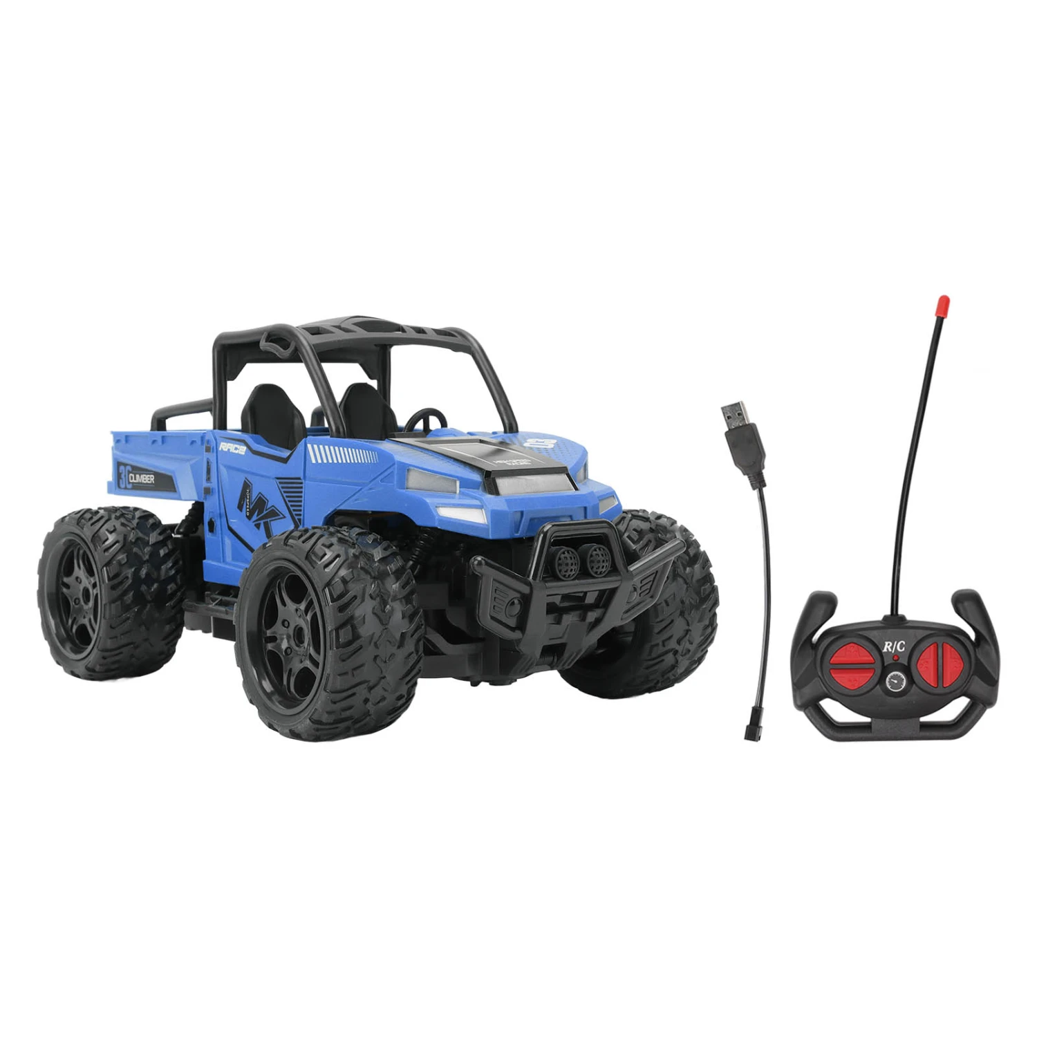 BuyWeek 1/16 Remote Control Car 2.4GHZ Simulated Sound Effects 1/16 RC Car with Light for Above 3 Years Old Blue