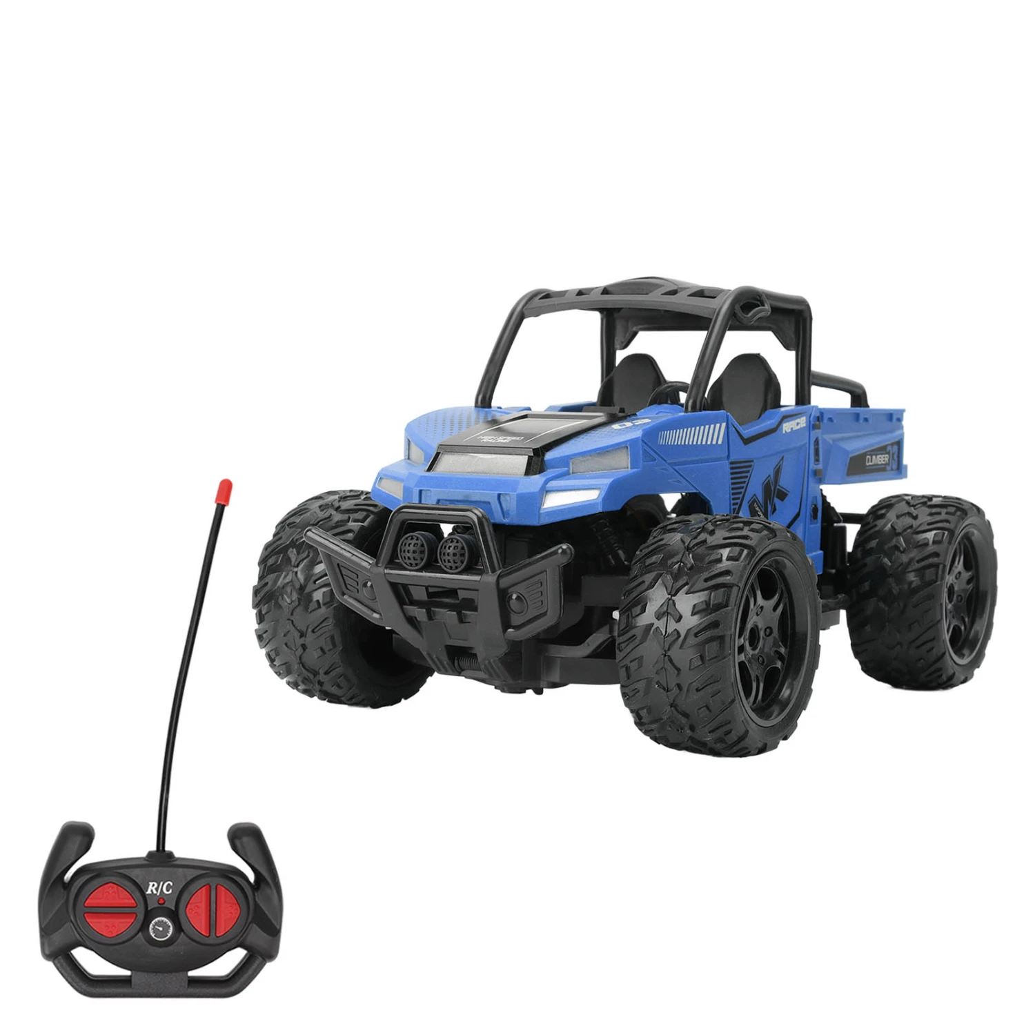 BuyWeek 1/16 Remote Control Car 2.4GHZ Simulated Sound Effects 1/16 RC Car with Light for Above 3 Years Old Blue