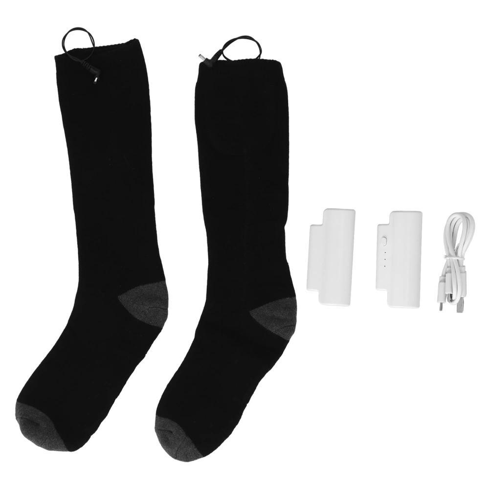 1 Pair Electric Heated Socks 3 Levels Temperature Control 2200mah Heated Socks Rechargeable for Hunting Skiing Grey Black