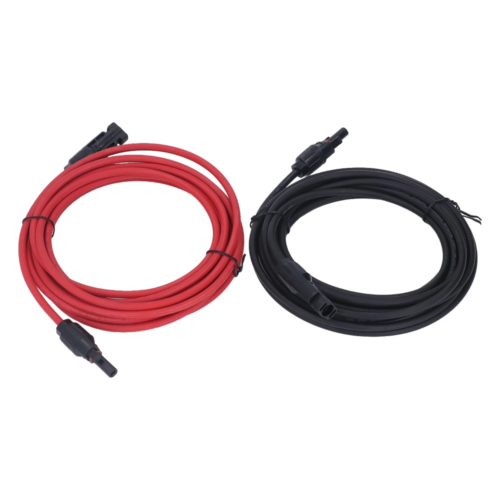 2pcs 12AWG 4mm² Solar Panel Extension Cable Black Red Solar Adaptor Extension Cable with Female Male Connector 1000VDC 5m / 16.4ft