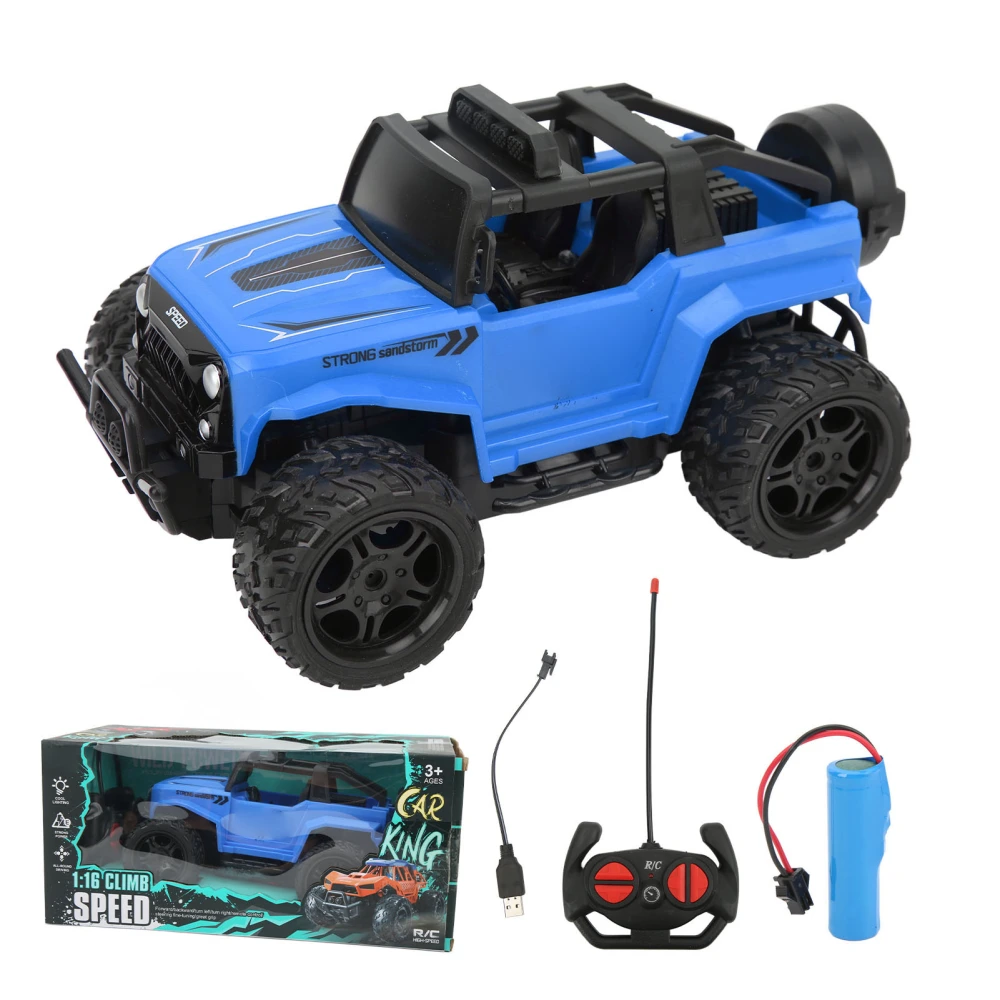 BuyWeek 1/16 Scale Off Road Car with Light Sound Effects Nonslip Tires 2.4Ghz Omni Directional RC Car for Above 3 Years Old Kids Blue