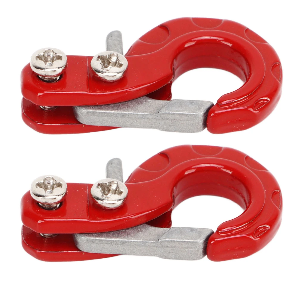 2PCS Winch Trailer Hooks Aluminum Alloy Racing Traction Rope Hook for 1/10 RC Climbing Car Red