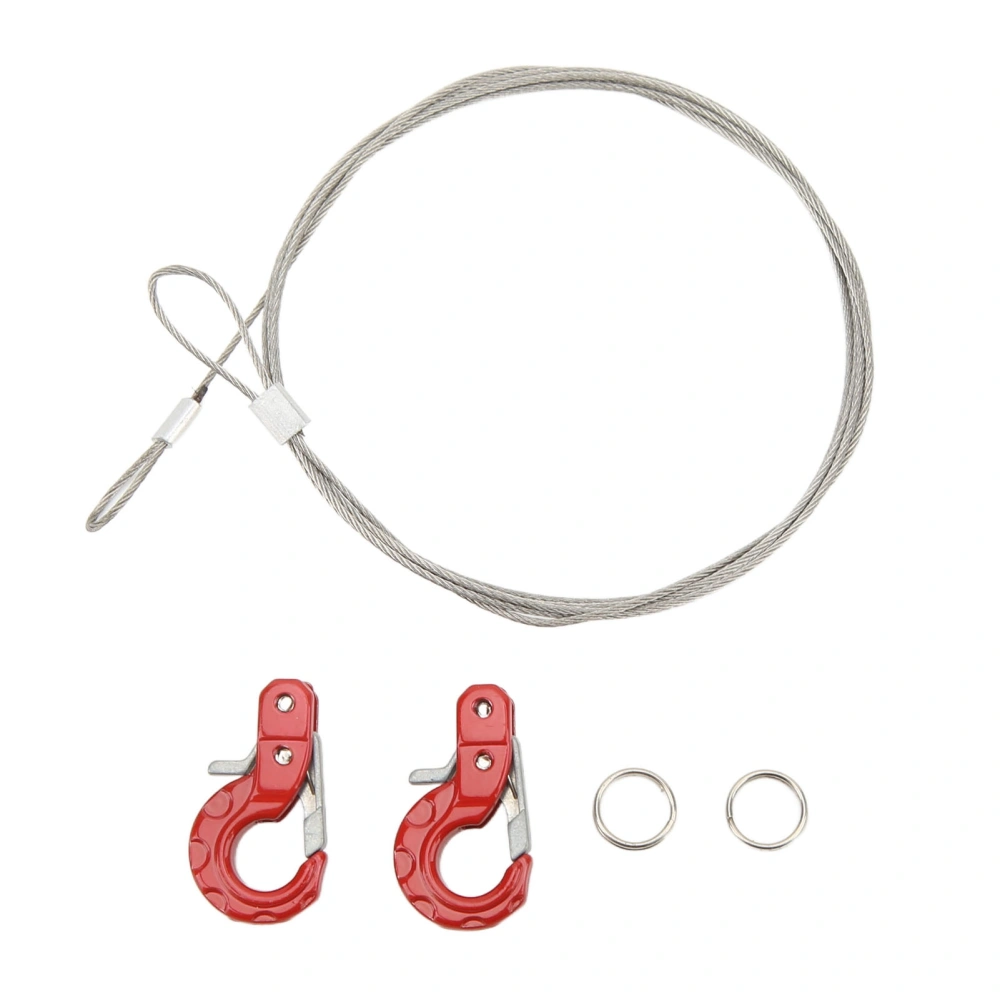 BuyWeek 2pcs RC Metal Trailer Hook Aluminum Alloy Steel Rope Lightweight Compact RC Chain Hook for SCX10 D90 TRX4 Red