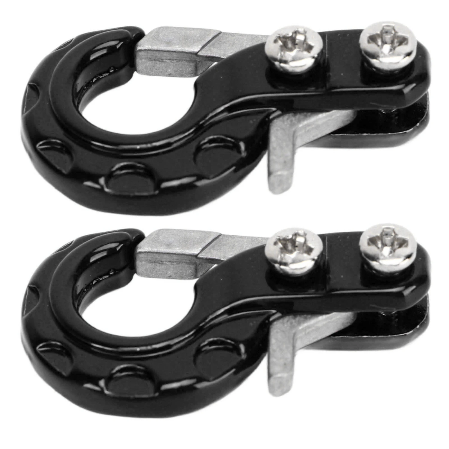 2PCS Winch Trailer Hooks Aluminum Alloy Racing Traction Rope Hook for 1/10 RC Climbing Car Black