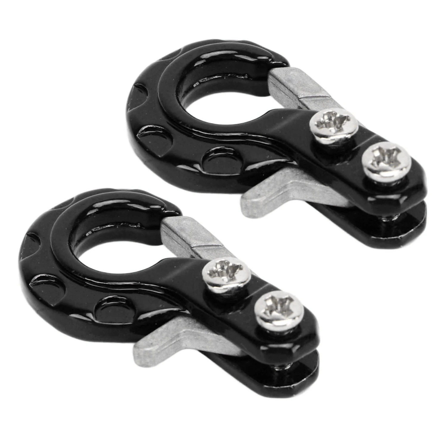 2PCS Winch Trailer Hooks Aluminum Alloy Racing Traction Rope Hook for 1/10 RC Climbing Car Black