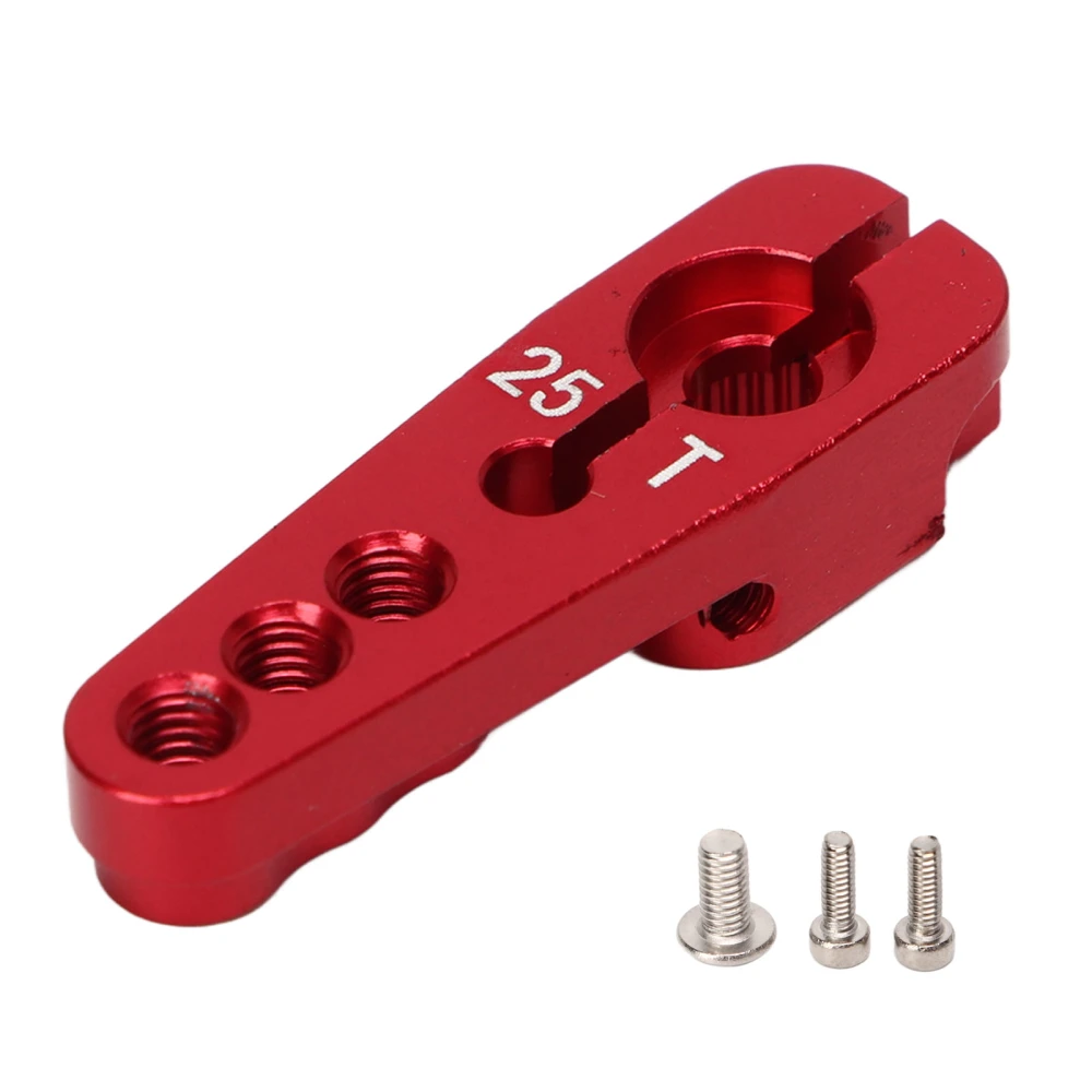 Servo Horns 25T Aluminum Alloy Sturdy Adjustable 3 Holes RC Car Servo Horns for 1/10 RC Cars Red