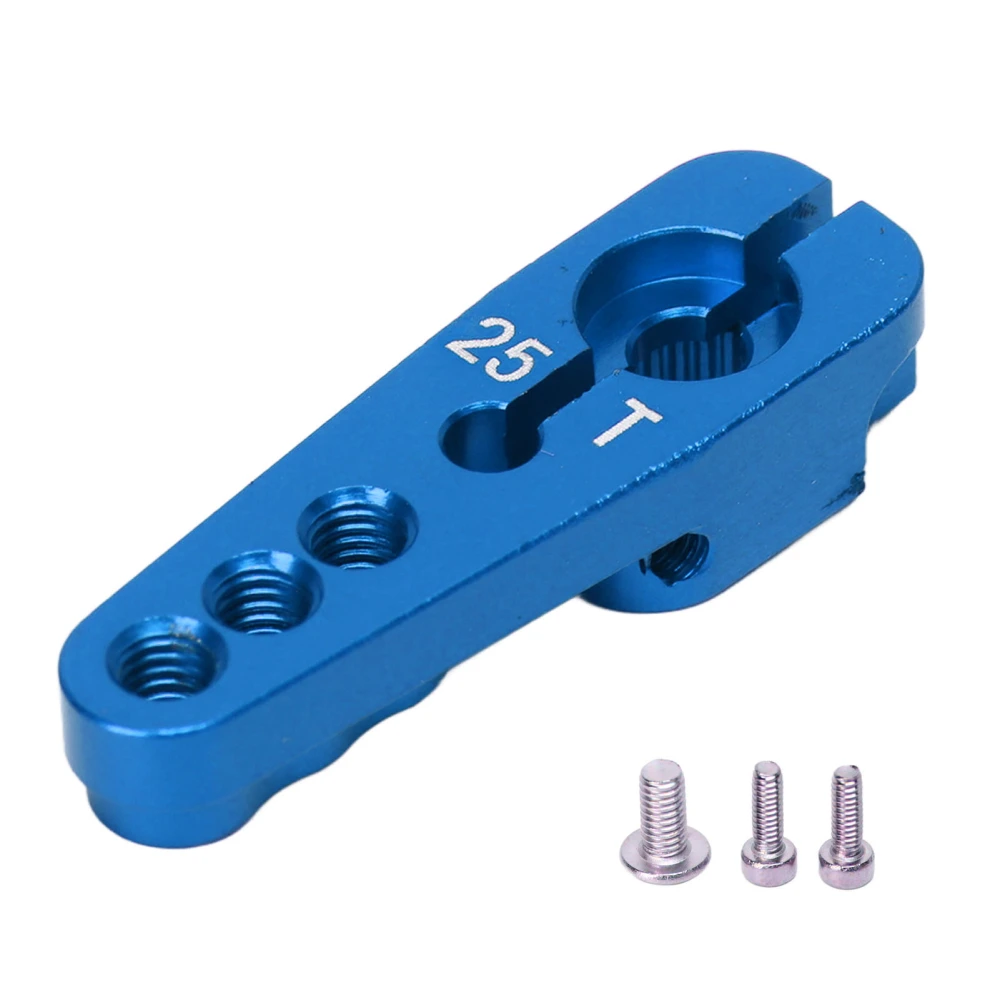 Servo Horns 25T Aluminum Alloy Sturdy Adjustable 3 Holes RC Car Servo Horns for 1/10 RC Cars Blue