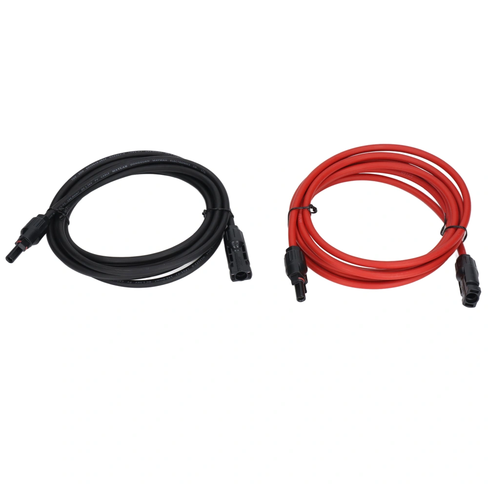 2Pcs Solar Panel Extension Cable 10AWG 6mm² Solar Extension Cable Rated Voltage 1000V DC Red Black 3 m / 9.8ft