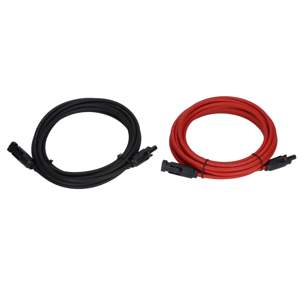 2Pcs Solar Panel Extension Cable 10AWG 6mm² Solar Extension Cable Rated Voltage 1000V DC Red Black 5m / 16.4ft