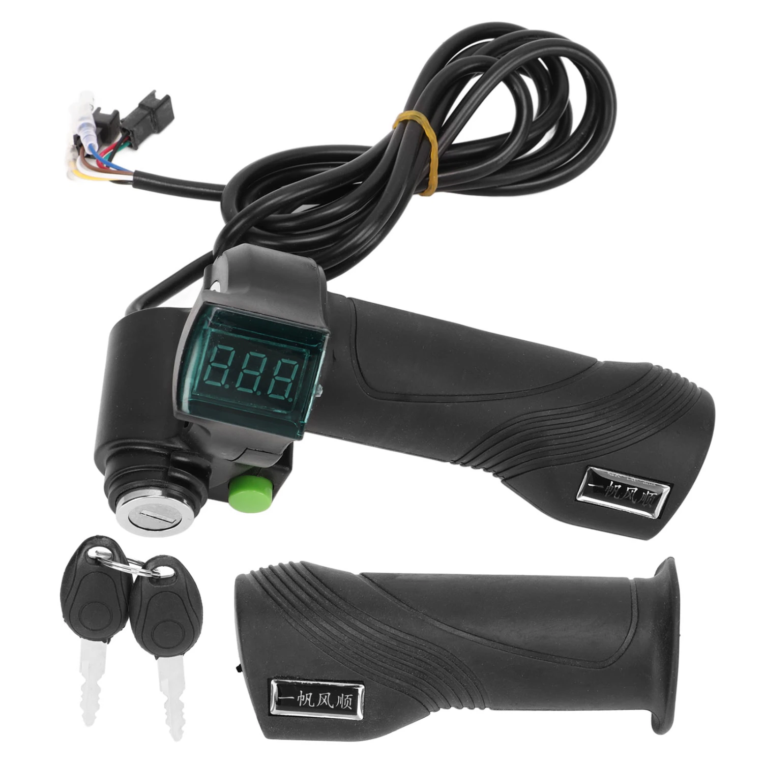 One Pair Electric Bike Throttle Handlebar with Big Head Lock Blue Screen 12V to 99V Bike Throttle Grip for Riding