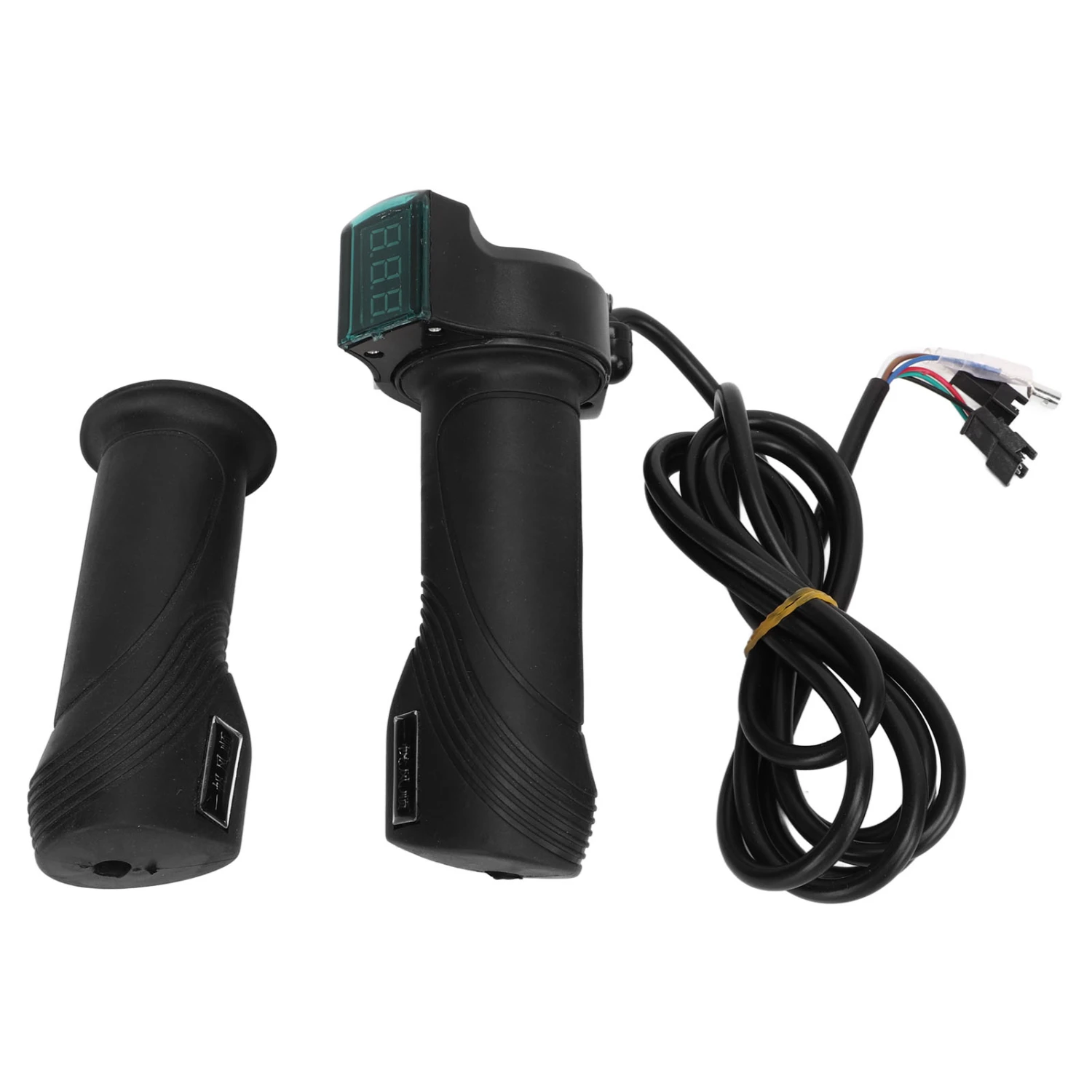 One Pair Electric Bike Throttle Handlebar with Big Head Lock Blue Screen 12V to 99V Bike Throttle Grip for Riding