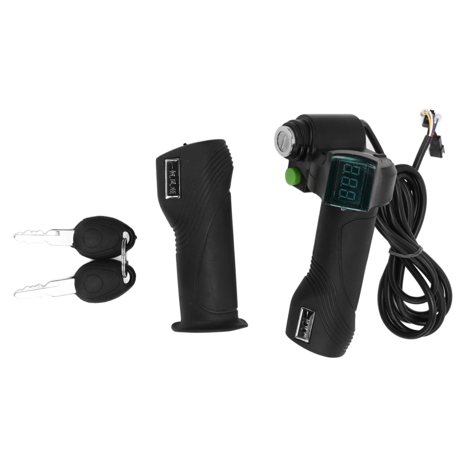 One Pair Electric Bike Throttle Handlebar with Big Head Lock Blue Screen 12V to 99V Bike Throttle Grip for Riding